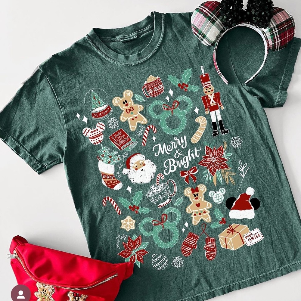 Disney + Mickey Mouse Inspired Santa Gingerbread Christmas Holiday Shirt